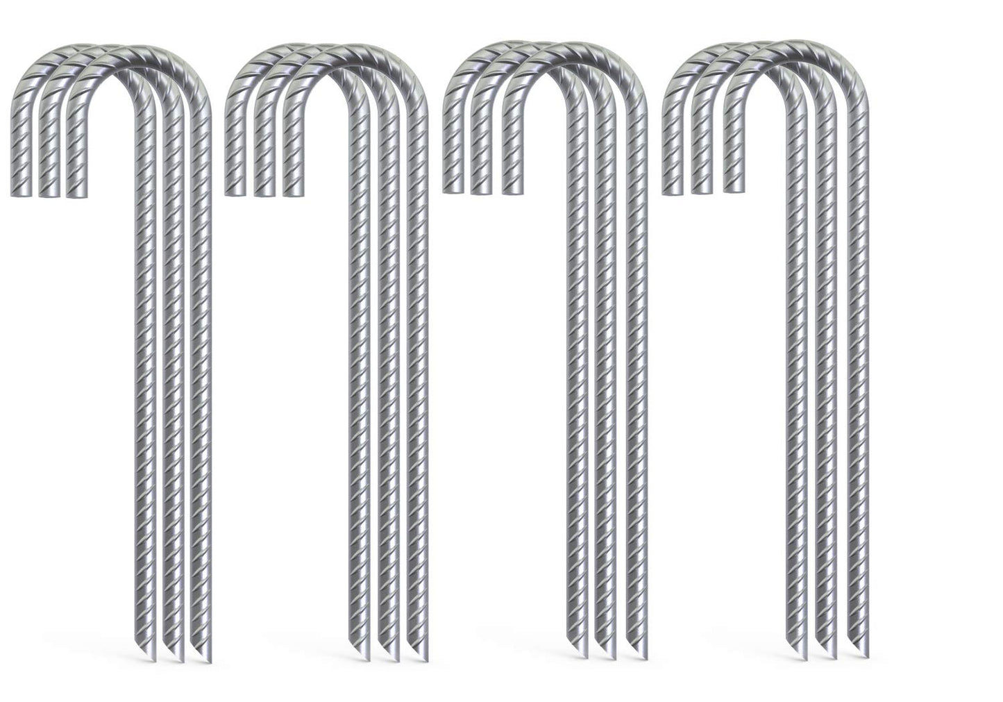 8 Pack 16" Galvanized Rebar Stakes Heavy Duty J Hook Ground Anchors, Curved Steel Tent Stakes Anti Rust Steel Ground Stakes