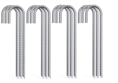 55 Pack 12 inch Galvanized Rebar Stakes, Heavy Duty J Hook Ground Anchors, Curved Steel Tent Stakes Anti Rust Steel Ground Stakes