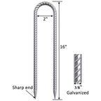 OK5STAR Trampoline Wind Stakes 16 Inch, 3/8" Diameter Heavy Duty U Shaped Rebar